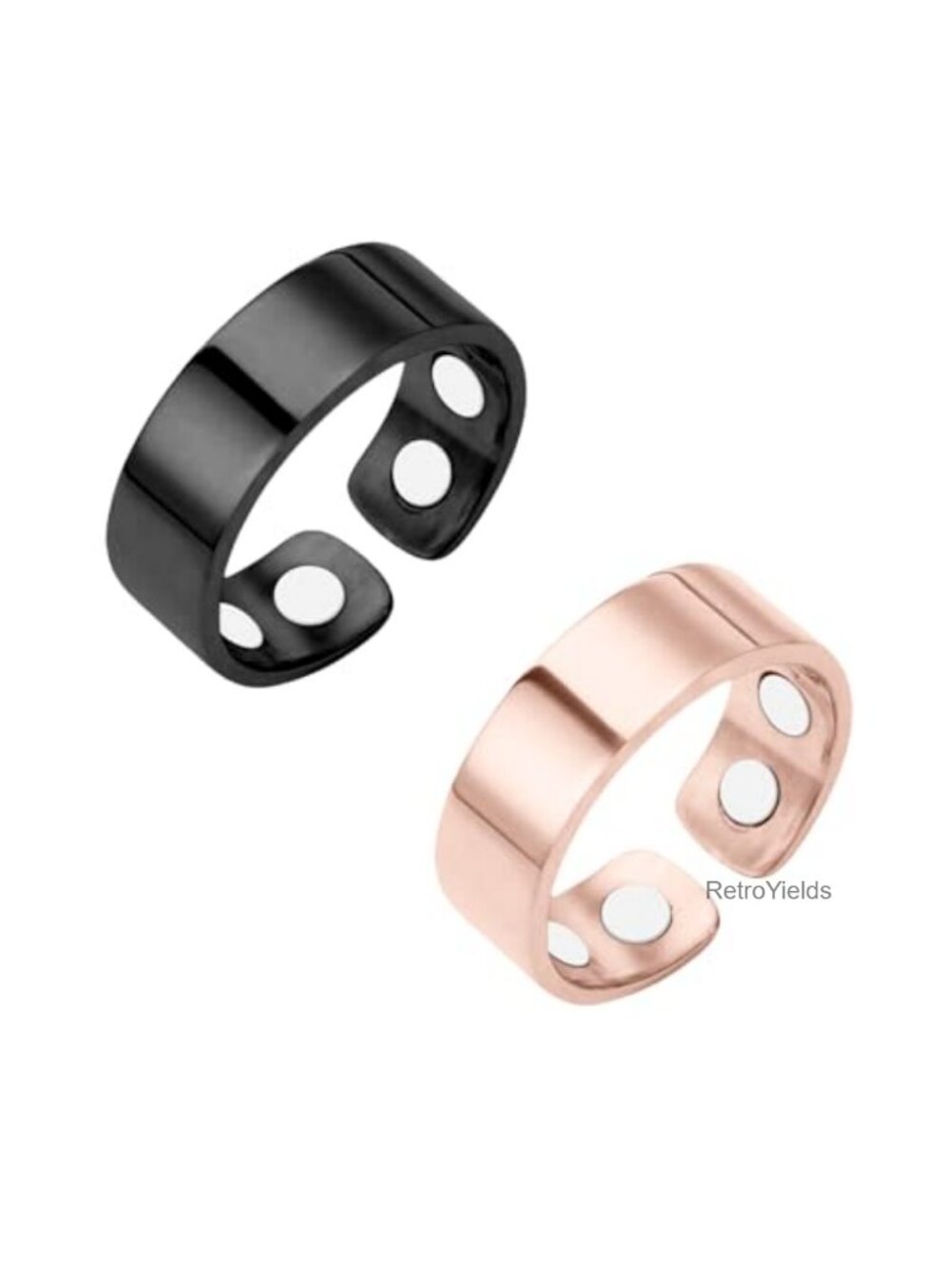 Titanium Ion Magnetic Rings Set of 2 Stainless Steel Anti Snoring Lymphatic